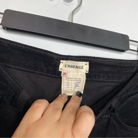 L’AGENCE Margot High Rise Corduroy Skinny Jeans in Lead Black - Picture 7 of 9